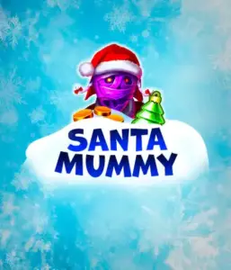  Behold the unique "Santa Mummy" slot game by Belatra, showcasing a mummified Santa decked out in festive holiday attire. This colorful image portrays the mummy with a vivid purple hue, wearing a Santa hat, against a backdrop of snowy blue and icy snowflakes. The game's title, "Santa Mummy," is prominently displayed in large, icy blue letters.